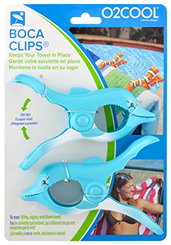 O2COOL Dolphin BocaClips, Beach Towel Holders, Clips, Set of Two, Beach, Patio or Pool Accessories, Secure, Portable Clips for Towels and Chips, Assorted Styles - Image 2