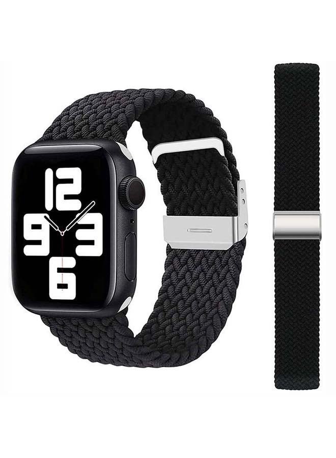 Perfii Adjustable Braided Solo Loop Band For Apple Watch Series 6/SE/5/4/3/2/1 Black - Image 1