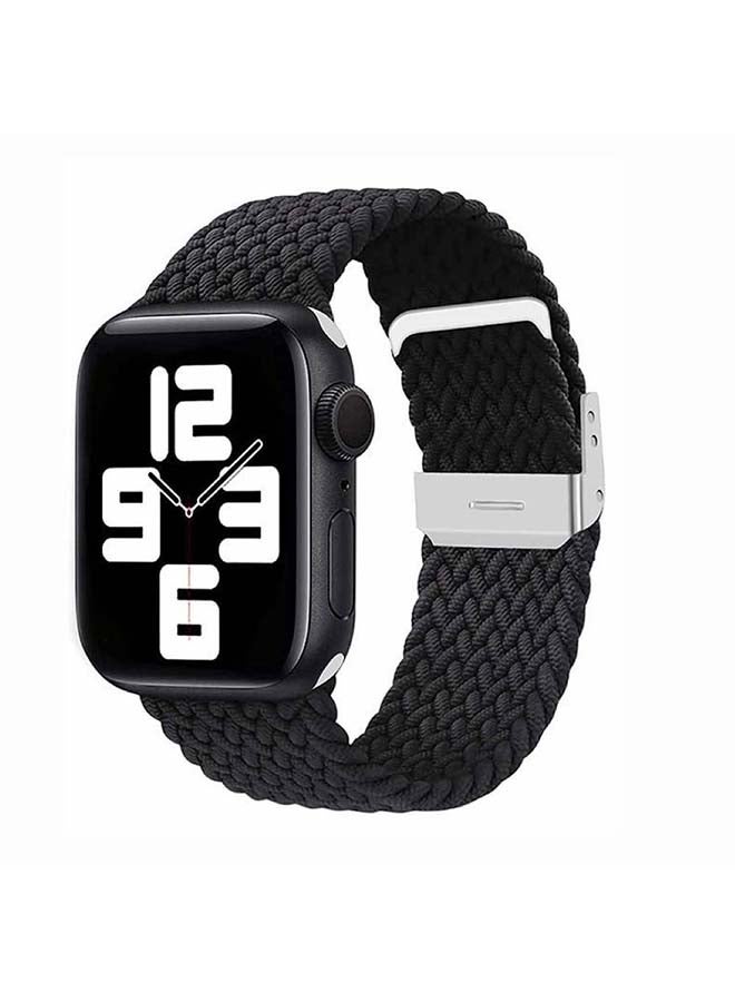 Perfii Adjustable Braided Solo Loop Band For Apple Watch Series 6/SE/5/4/3/2/1 Black - Image 2