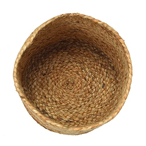 LaVichitra Braided Jute Baskets | Storage Bins Organizer | Laundry, Toys & Planter Basket- Set of 2 (10 Inch) - Image 4