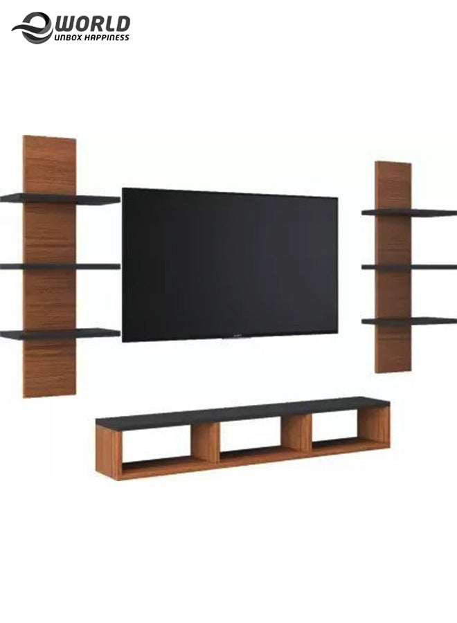 إي وورلد رف تلفزيون مثبت على الحائط موفر للمساحة العائمة لمحطة عمل المكتب المنزلي مع أرفف تخزين