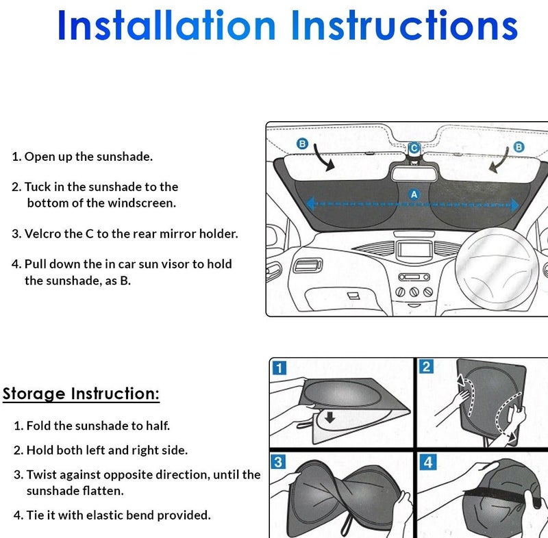 Genesis Windshield Sun Shade Foldable Front Windshield Sunshade for Heat Reduction, UV Protection and Interior Protection, Reflective Car Sun Shade Cover 150 x 75 cm for Genesis Cars, Sedans and SUVs with Storage Strap . - Image 5