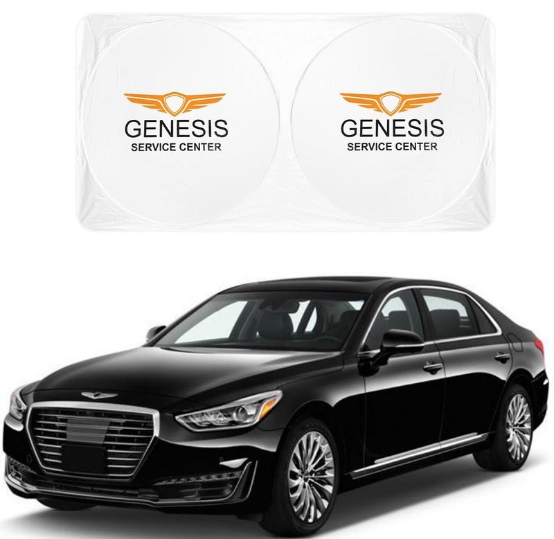 Genesis Windshield Sun Shade Foldable Front Windshield Sunshade for Heat Reduction, UV Protection and Interior Protection, Reflective Car Sun Shade Cover 150 x 75 cm for Genesis Cars, Sedans and SUVs with Storage Strap . - Image 3