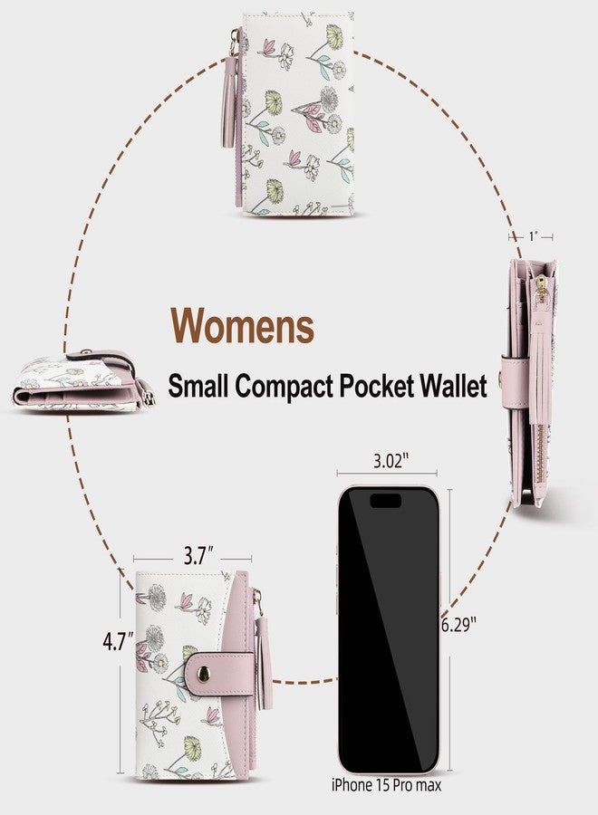 yiijay Small Wallet for Women RFID Blocking Tassle Bifold Slim Thin Leather Wallet Credit Card Holder Wallet Ladies Mini Wallet with Zipper Pocket, 1Flora Purple, Small Compact Wallet for Women - Image 4