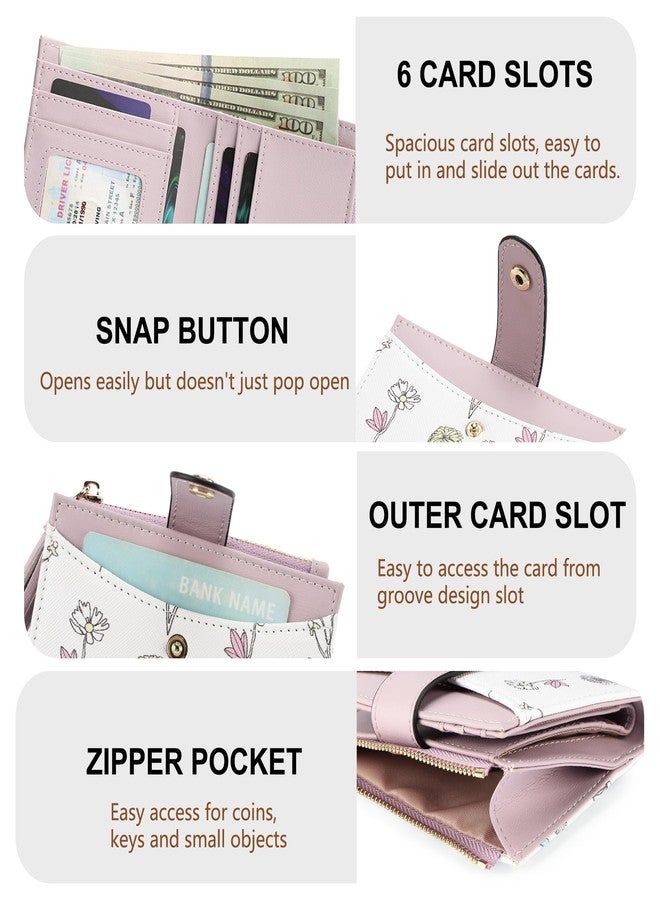 yiijay Small Wallet for Women RFID Blocking Tassle Bifold Slim Thin Leather Wallet Credit Card Holder Wallet Ladies Mini Wallet with Zipper Pocket, 1Flora Purple, Small Compact Wallet for Women - Image 3