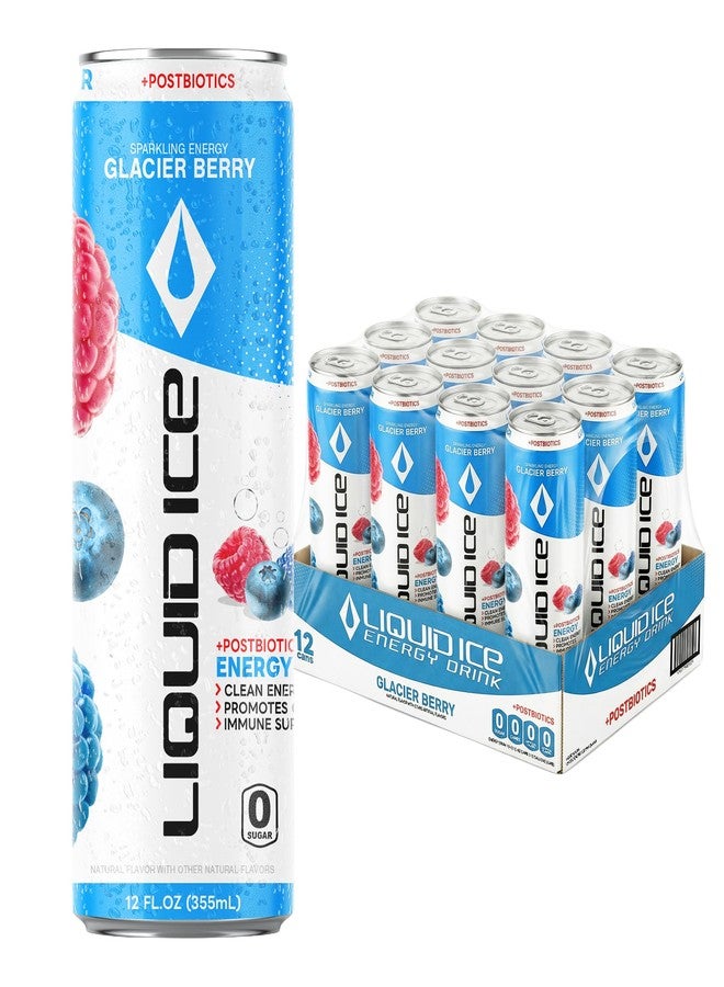 Liquid Ice Energy Drink - Zero Sugar, With Postbiotics For Gut-Health, Natural Caffeine, 120mg Caffeine, L- Theanine, Antioxidant Support, Clean Focused Energy with Green Tea Extract, COQ10, Glacier Berry 12 Fl Oz (Pack of 12) - Image 2