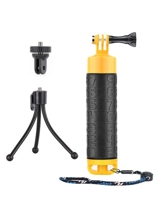 SOONSUN Waterproof Floating Hand Grip Monopod Pole for GoPro Hero 9, 8, 7, 6, 5, 4, Session, 3+, 3, 2 Cameras – Includes Mini Flexible Tripod, 1/4 Tripod Adapter, Adjustable Lanyard, Thumb Screw - Image 1