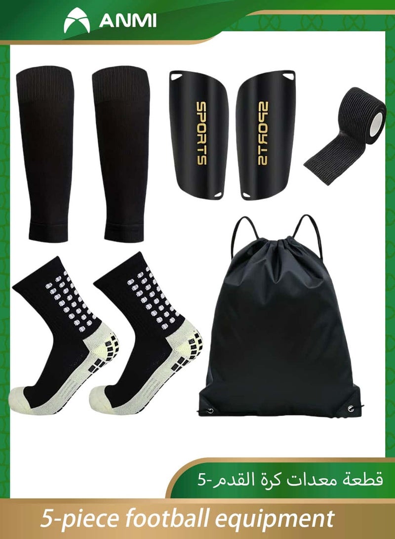 Anmi 5-in-1 Professional Soccer Training Set, Complete Football Gear Kit with Shin Guards, Anti-Slip Grip Socks, Compression Calf Sleeves, Sports Wrap & Portable Carry Bag for Adults & Youth - Image 1