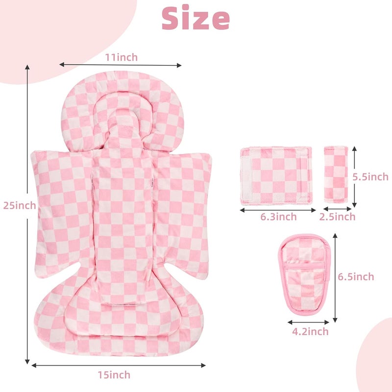 DAYEEBALL 4 in 1 Infant Car Seat Insert Baby Car Seat Head Body Support for Girls  Boys Reversible Newborn Car Seat Insert with 3 Extra Strap Paddings Premature Car Seat Cushion Pink - Image 3