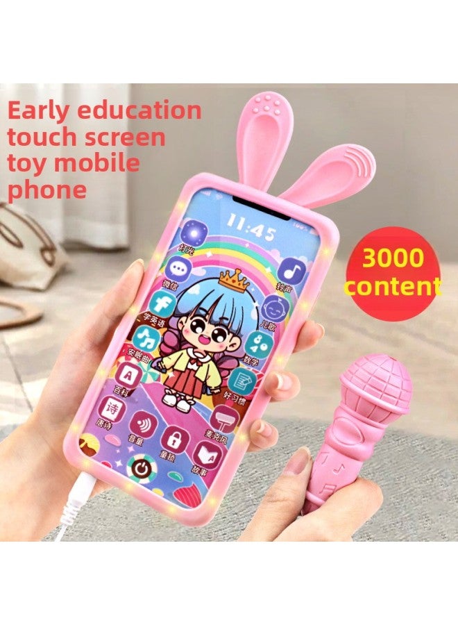 Children's Mobile Phone Toy Simulation Can Bite Baby Baby Touch Screen Puzzle Early Education Phone 1-2 Years Old Girl Boy 3-Color:Charging 【Light Eye Protection】-Boy 【3000 Content】 + Soft Rubber Sh - Image 2