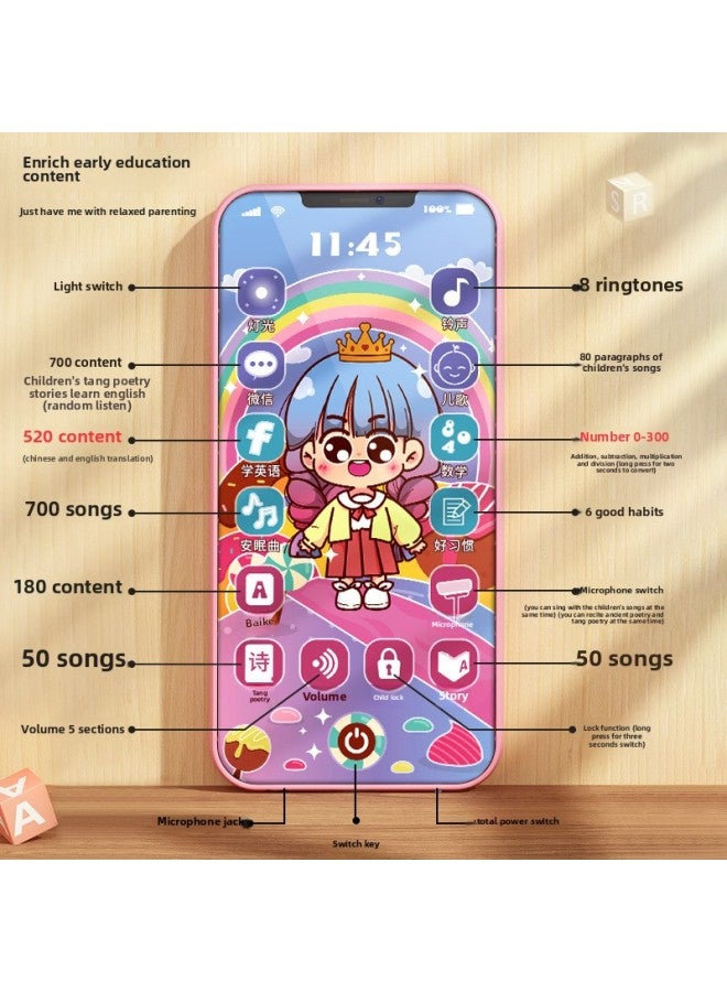 Children's Mobile Phone Toy Simulation Can Bite Baby Baby Touch Screen Puzzle Early Education Phone 1-2 Years Old Girl Boy 3-Color:Charging 【Light Eye Protection】-Boy 【3000 Content】 + Soft Rubber Sh - Image 4