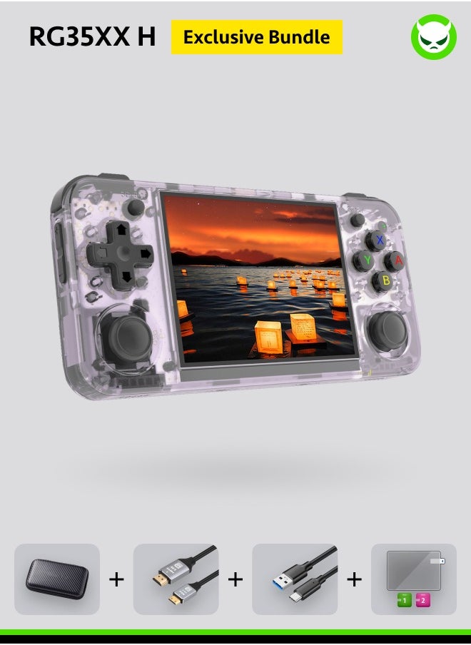 ANBERNIC  - Anbernic RG35XX H Handheld Game Console 3.5-inch IPS Screen Linux CPU H700 Quad-core GPU Dual-core 3300mAh 5G WiFi Bluetooth HDMI TV Output【  RG35XX H-Purple-128G over 6000 Games Pre-installed】 - Image 1