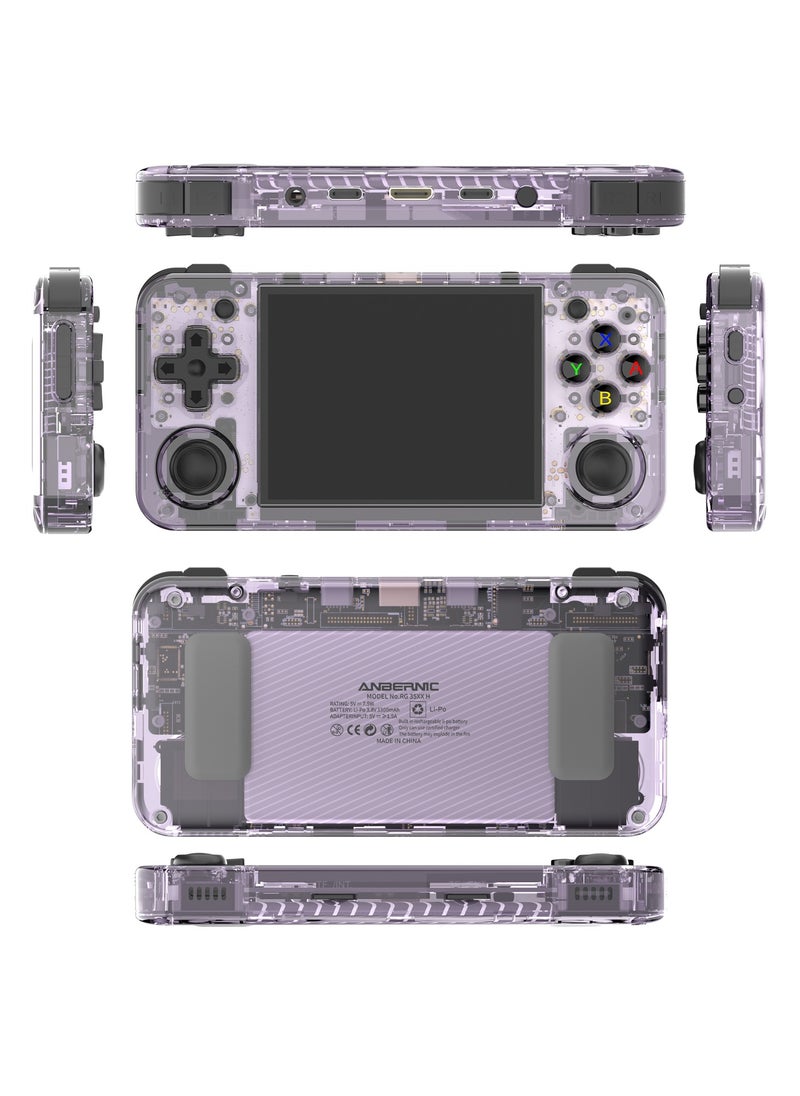 ANBERNIC  - Anbernic RG35XX H Handheld Game Console 3.5-inch IPS Screen Linux CPU H700 Quad-core GPU Dual-core 3300mAh 5G WiFi Bluetooth HDMI TV Output【  RG35XX H-Purple-128G over 6000 Games Pre-installed】 - Image 1