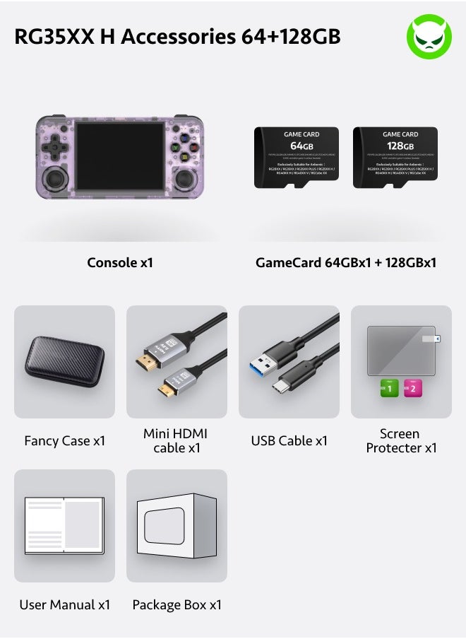ANBERNIC  - Anbernic RG35XX H Handheld Game Console 3.5-inch IPS Screen Linux CPU H700 Quad-core GPU Dual-core 3300mAh 5G WiFi Bluetooth HDMI TV Output【  RG35XX H-Purple-128G over 6000 Games Pre-installed】 - Image 1
