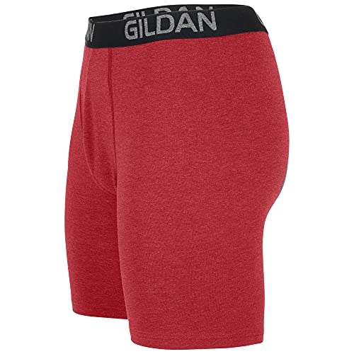 Gildan Men's Underwear Cotton Stretch Boxer Briefs, Multipack, Blue Cove/Hawaiian Blue/Heather Red Mark (4-Pack), Medium - Image 4