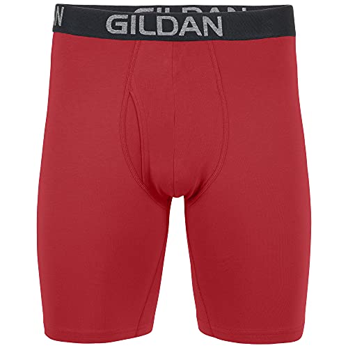 Gildan Men's Underwear Cotton Stretch Boxer Briefs, Multipack, Blue Cove/Hawaiian Blue/Heather Red Mark (4-Pack), Medium - Image 3