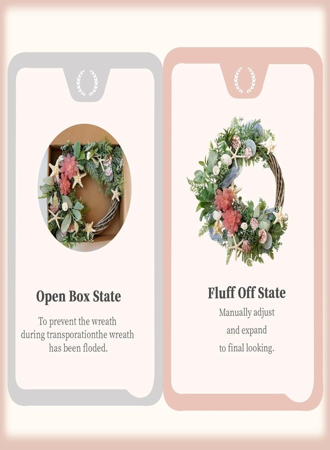 idyllic Shell Winter Spring Summer Wreath for Front Door - Image 4