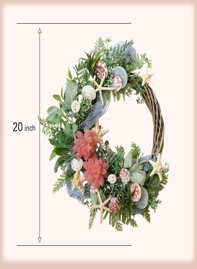 idyllic Shell Winter Spring Summer Wreath for Front Door - Image 3