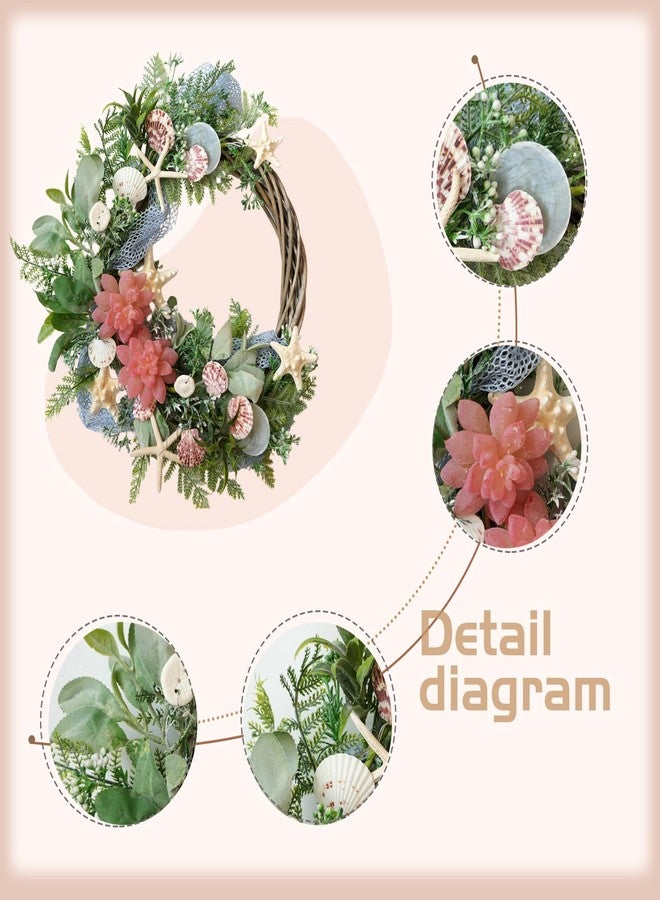 idyllic Shell Winter Spring Summer Wreath for Front Door - Image 2