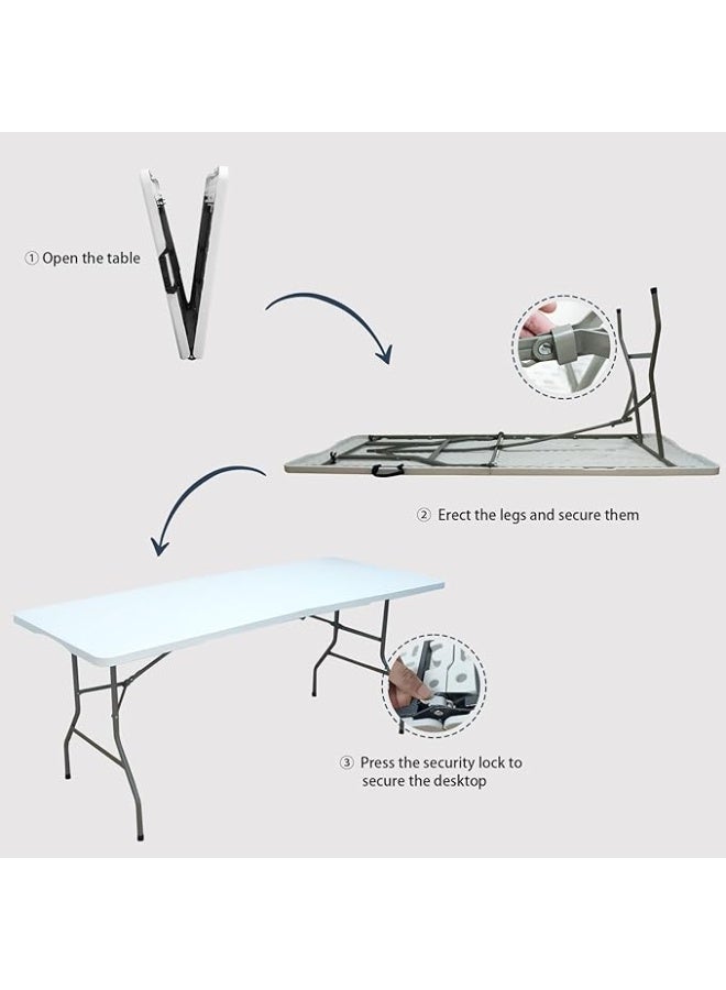6ft Folding Table – Sturdy table for indoor and outdoor use, suitable for trips, parties, camping and card games - Image 5