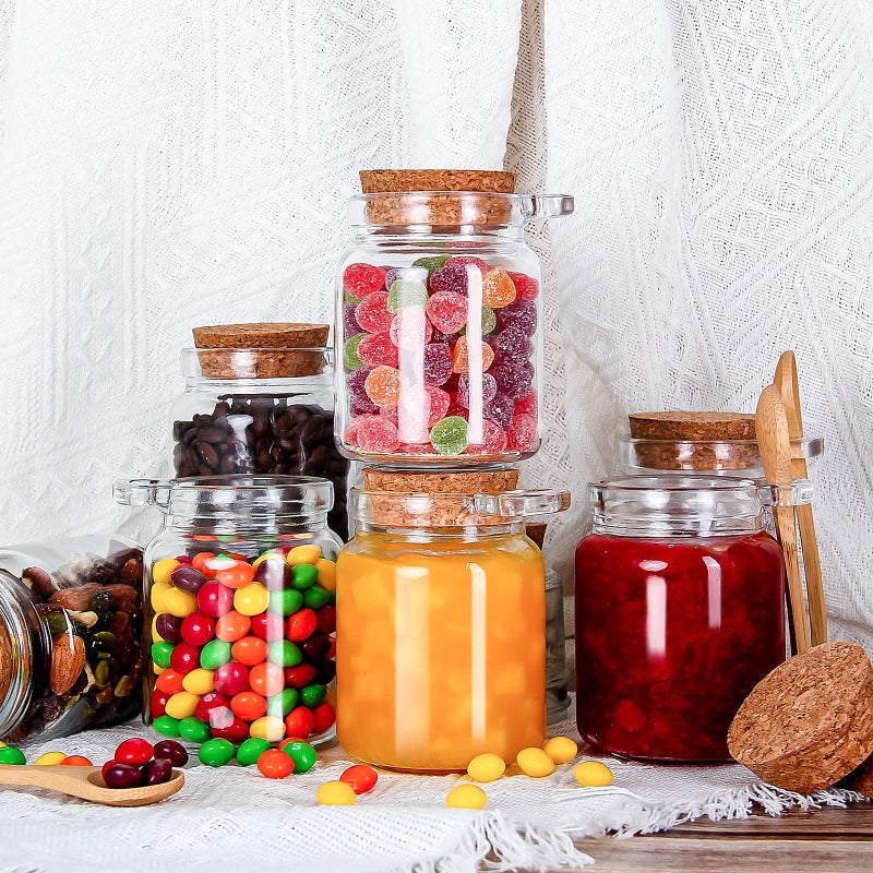 YEBODA 10oz Small Glass Storage Jars with Cork Lids and Spoons Yogurt Containers for Pantry,Bathroom,Spices,Honey,Mousse,Candy,Candle Making,Diy and Art,Dishwaresafe 12 Pack - Image 2