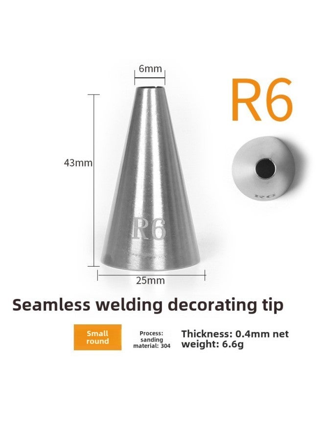 304 Stainless Steel Pastry Nozzle 6-tooth Belt Number Seamless Welding Cream Nozzle Large Cake Decorating Tool-Specifications:R6  - Image 1