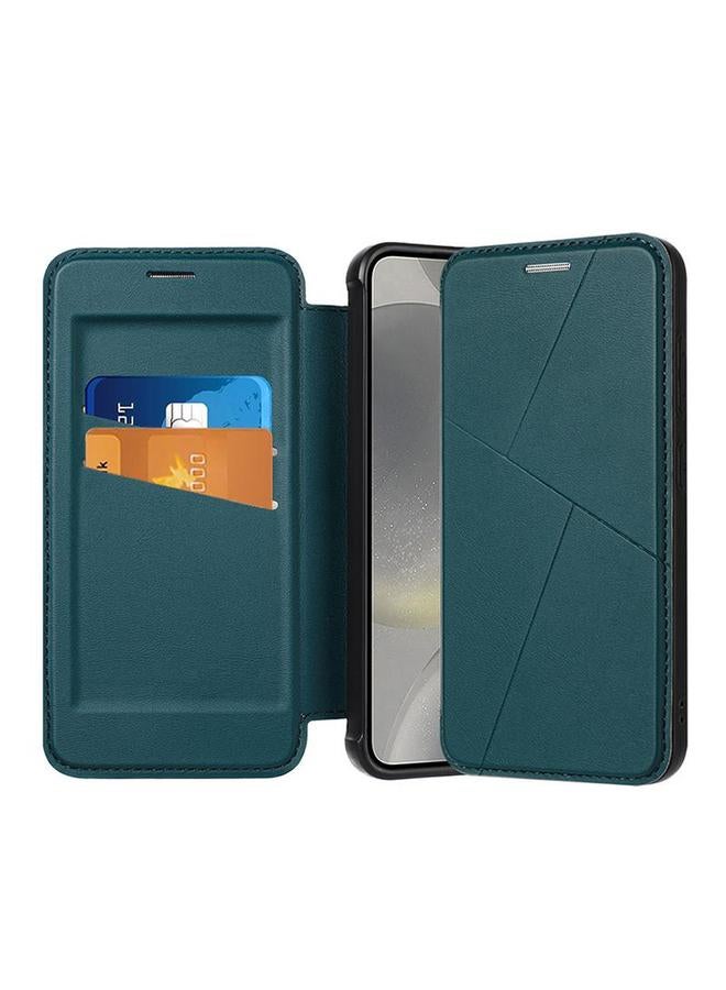 S-TOP Case For Samsung Galaxy S25 5G Magnetic Armor Series RFID Card Slots Leather Phone Case - Image 1