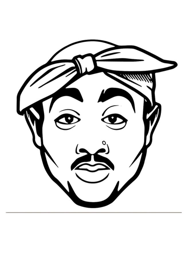 RYN 2Pac Printed Wall Art White/Black 30x30cm - Image 1