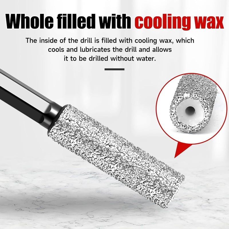 4 Pcs Diamond Grit Drill Bit Set - Dual-Purpose for Drilling & Sanding Tile, Ceramic, Glass, Hex Shank Non-Slip Design with Cooling Wax Lubrication (1/4" 5/16" 3/8" 1/2") - Image 3