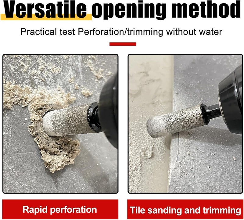 4 Pcs Diamond Grit Drill Bit Set - Dual-Purpose for Drilling & Sanding Tile, Ceramic, Glass, Hex Shank Non-Slip Design with Cooling Wax Lubrication (1/4" 5/16" 3/8" 1/2") - Image 2