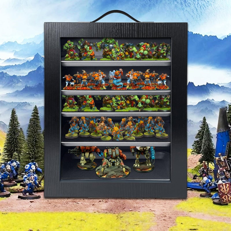 montex Miniature Storage Case for Collectibles Miniatures, Wooden Miniature Carrying Case with 5 Metal Trays, Miniatures Transport Case, Black - Image 2