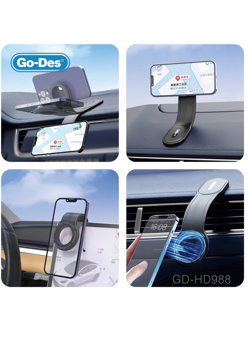 جو-ديز Go-Des حامل هاتف السيارة المغناطيسي القوي للغاية 20 قطعة قابل للطي بحرية لهاتف iPhone Magnet GPS Car Support Mount - Image 2
