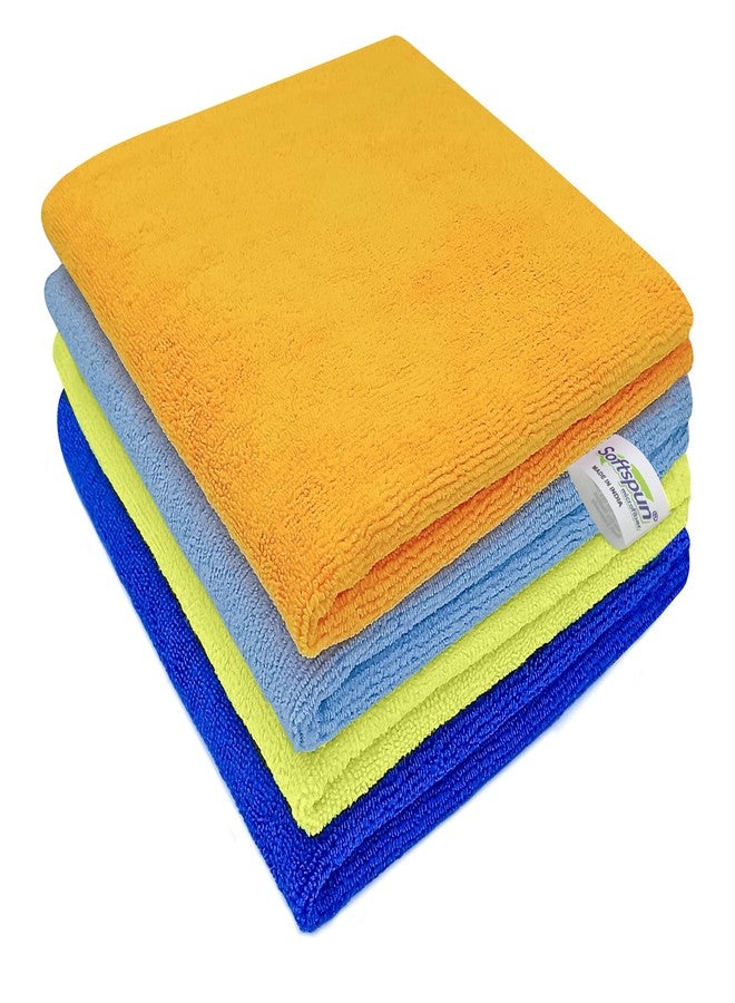 SOFTSPUN Microfiber Cleaning Cloths, 4pcs 40x40cms 340 GSM Multi-Colour! Highly Absorbent, Lint and Streak Free, Multi -Purpose Wash Cloth for Kitchen, Window, Stainless Steel, Silverware. - Image 1
