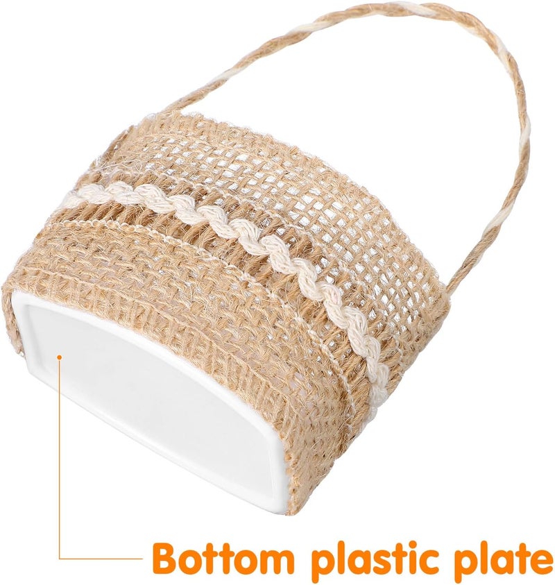 Burlap Candy Basket Wedding Storage Basket for Ceremony Party Decor 4pcs Set - Image 3