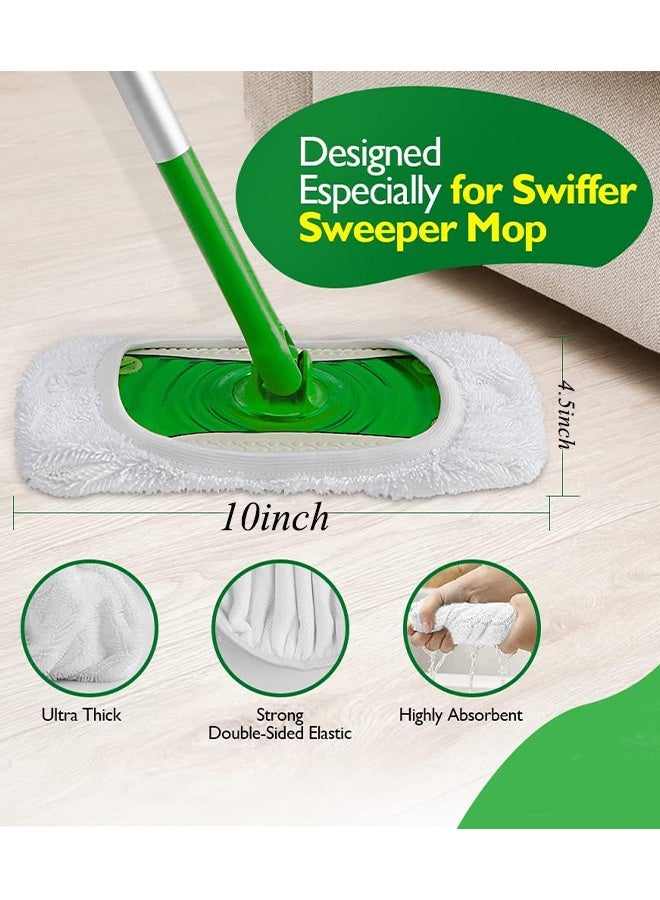 6 Pack Washable Sweeper Pads, Reusable Cotton Mop Refills Eco-Friendly Mop Pad, Wet And Dry Use, Replacement Durable Dust Mop Covers, Multipurpose Floor Cleaning Pads Cotton Mop Refills for Swiffer, White(Mop Not Included) - Image 3