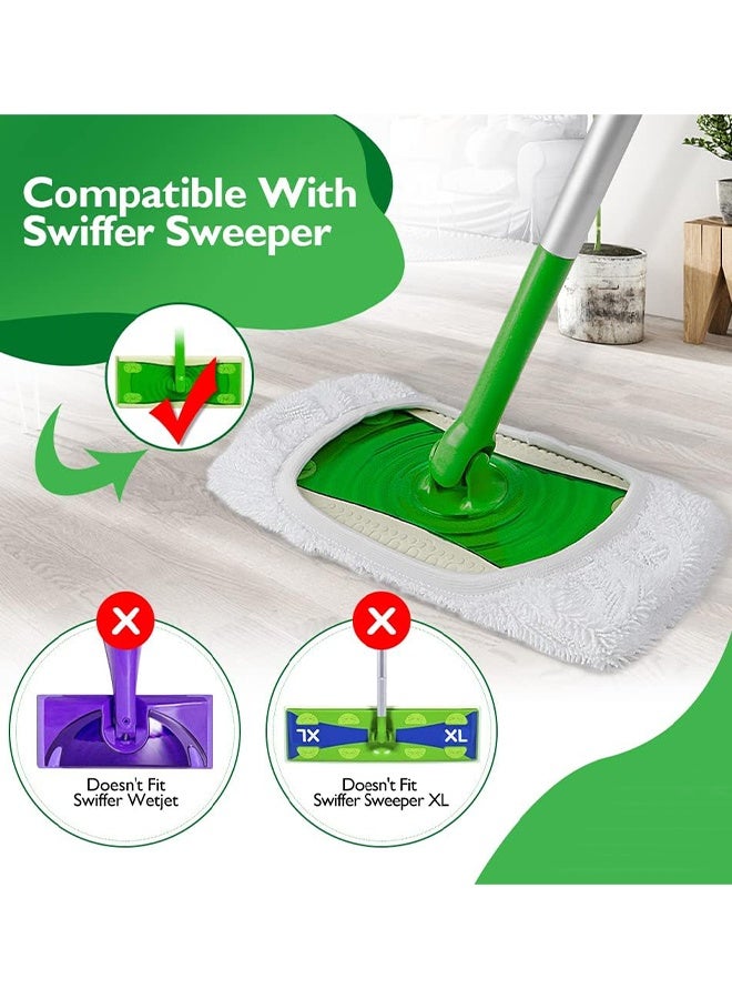 6 Pack Washable Sweeper Pads, Reusable Cotton Mop Refills Eco-Friendly Mop Pad, Wet And Dry Use, Replacement Durable Dust Mop Covers, Multipurpose Floor Cleaning Pads Cotton Mop Refills for Swiffer, White(Mop Not Included) - Image 2