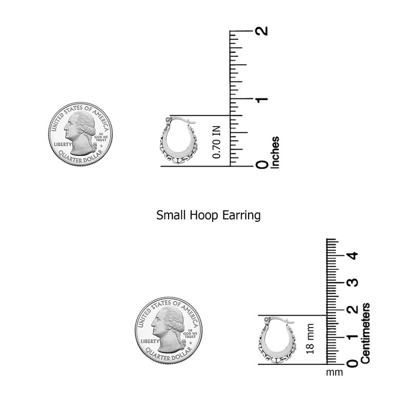 LeCalla 925 Sterling Silver Antique Hoop Earrings Lightweight Italian Small Oval Oxidized Floral Filigree Hoop Earrings for Women 18 MM - Image 4