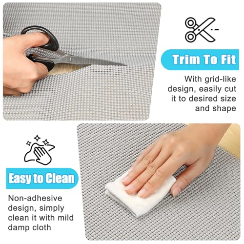 Songrey Non-Adhesive Drawer and Shelf Liner, Non Slip Cabinet Liners, Protect Kitchen Cupboard, Bathroom Drawers, Breathable, Thick Strong Grip mat (12IN x 20FT, Light Gray) - Image 5