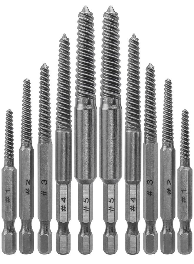 Wolfride 10Pcs Broken Screw Extractor Set, Stripped Screw Remover Drill Bit Kit I 1/4 Inch Hex Shank Easy Out Damaged Bolt Removal Tool - Image 1