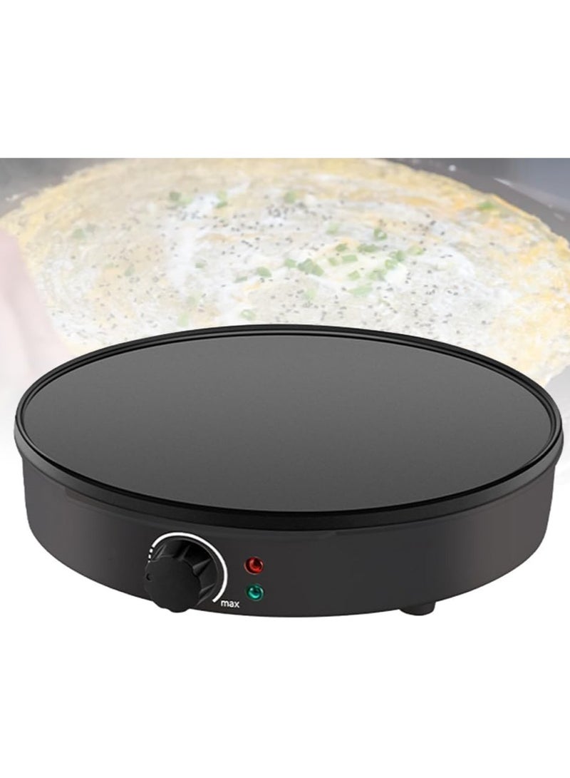 DubaiGallery Electric Crepe Maker, for Pancakes, Eggs, Bacon, & Tortillas, Nonstick Grill Pan, Includes Batter Spreader & Wooden Spatula, Adjustable Temperature Control, Easy Clean