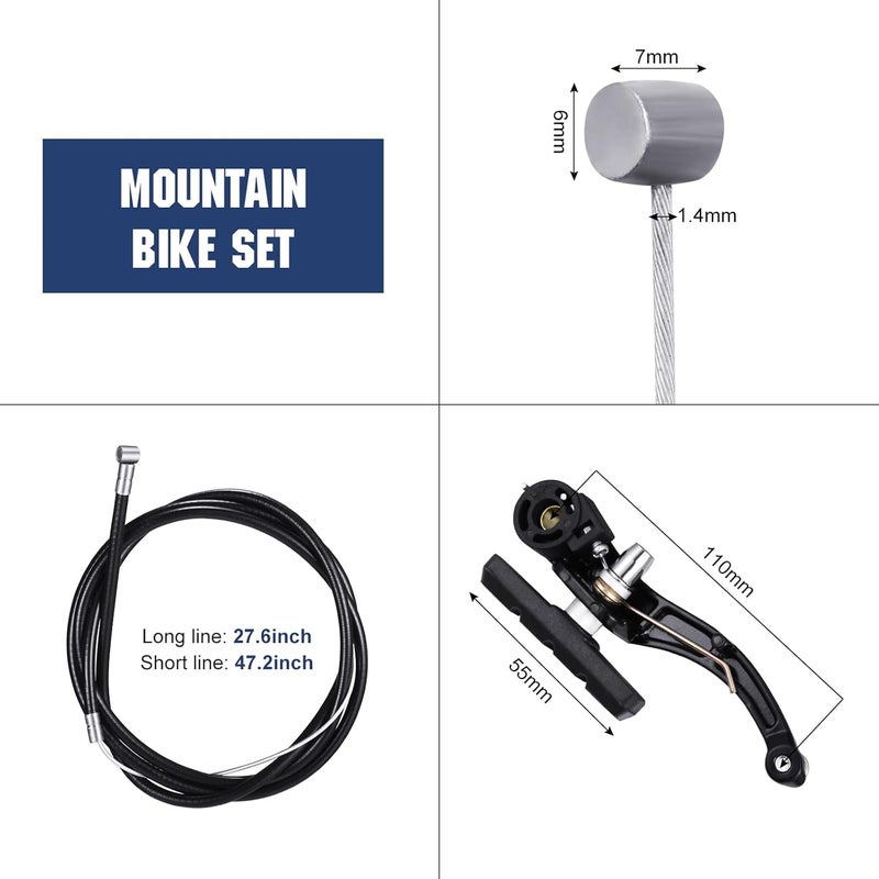Riakrum Riakrum 2 Sets Bike Brakes Include 2 Pairs Vtype Brakes with 2 Pieces Braking Cables and 4 Pieces Cable End Caps for Mountain Bikes - Image 2
