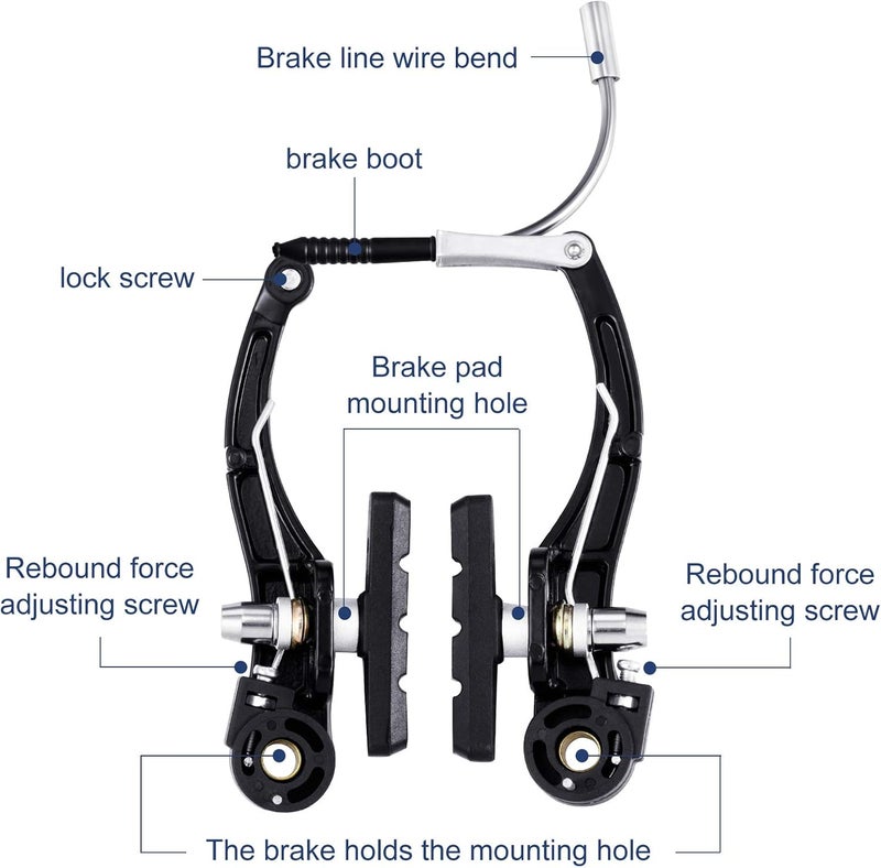Riakrum Riakrum 2 Sets Bike Brakes Include 2 Pairs Vtype Brakes with 2 Pieces Braking Cables and 4 Pieces Cable End Caps for Mountain Bikes - Image 5