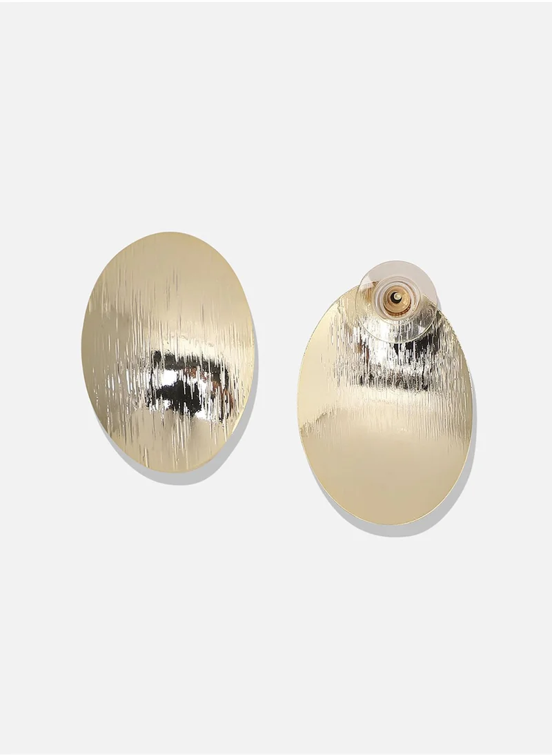 SOHI Textured Lined Circular Stud Earrings
