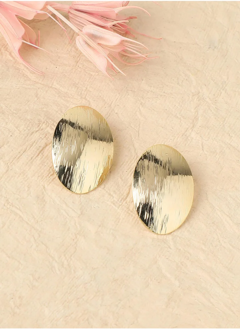 SOHI Textured Lined Circular Stud Earrings