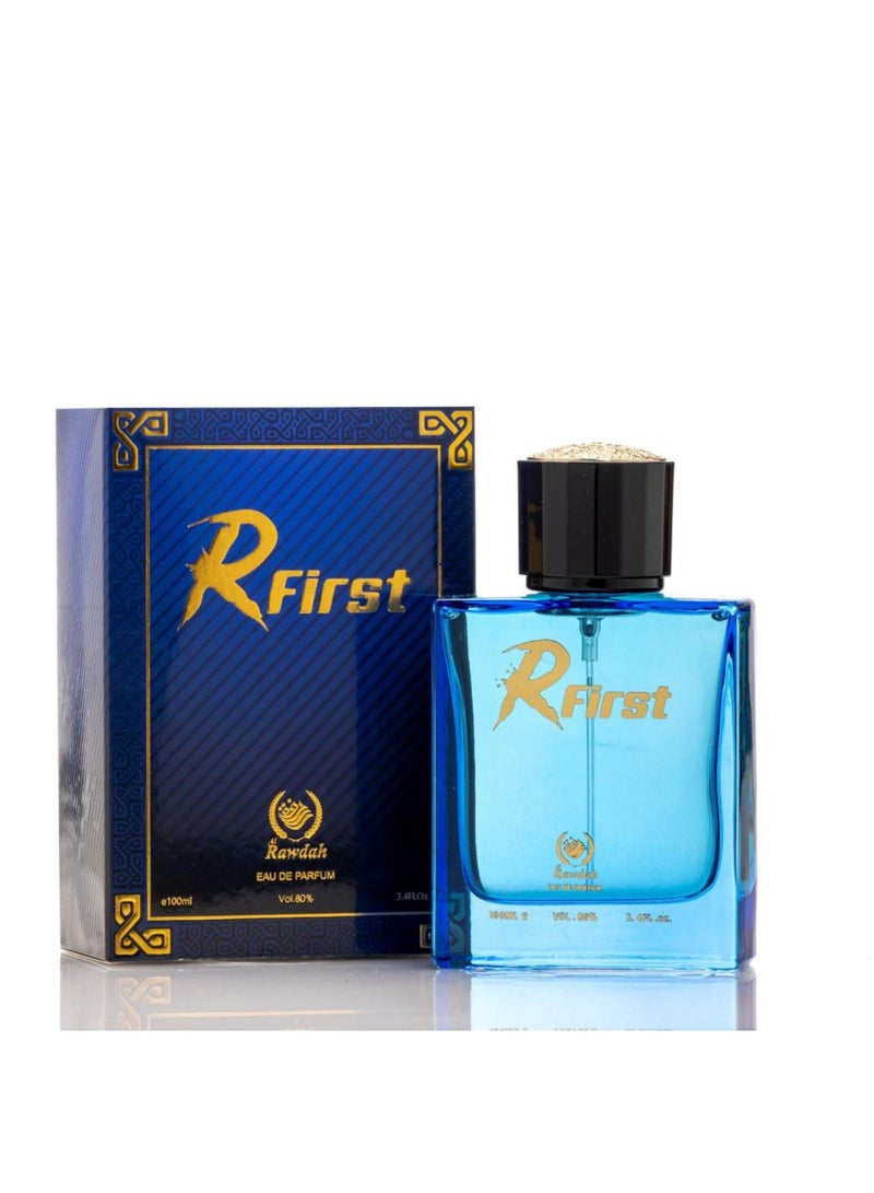 AL RAWDAH عطر R FIRST من الروضة – عطر الأناناس الطازج، الياسمين والمسك للرجال (100 مل) - Image 1