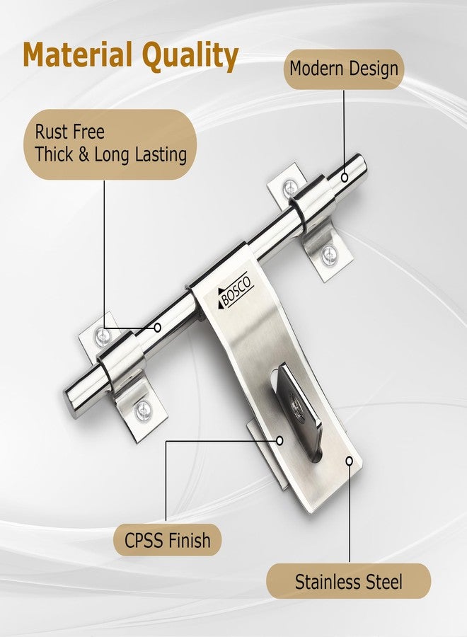 BOSCO® Heavy-Duty Steel Aldrop Slide Bolt for Door Lock | Silver Finish | Durable Door Latch for Main Door, Gate, Wooden or Metal Doors | Corrosion-Resistant (14mm Dia, 8 inches Length) - Image 4