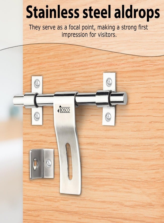 BOSCO® Heavy-Duty Steel Aldrop Slide Bolt for Door Lock | Silver Finish | Durable Door Latch for Main Door, Gate, Wooden or Metal Doors | Corrosion-Resistant (14mm Dia, 8 inches Length) - Image 5