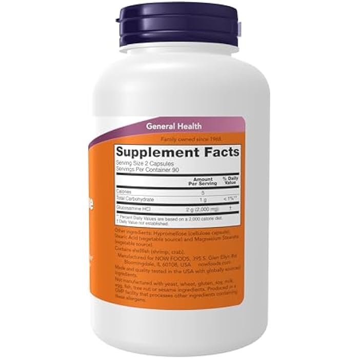 now Supplements, Glucosamine '1000', with UL Dietary Supplement Certification, 1 g Per Capsule, 180 Veg Capsules - Image 2