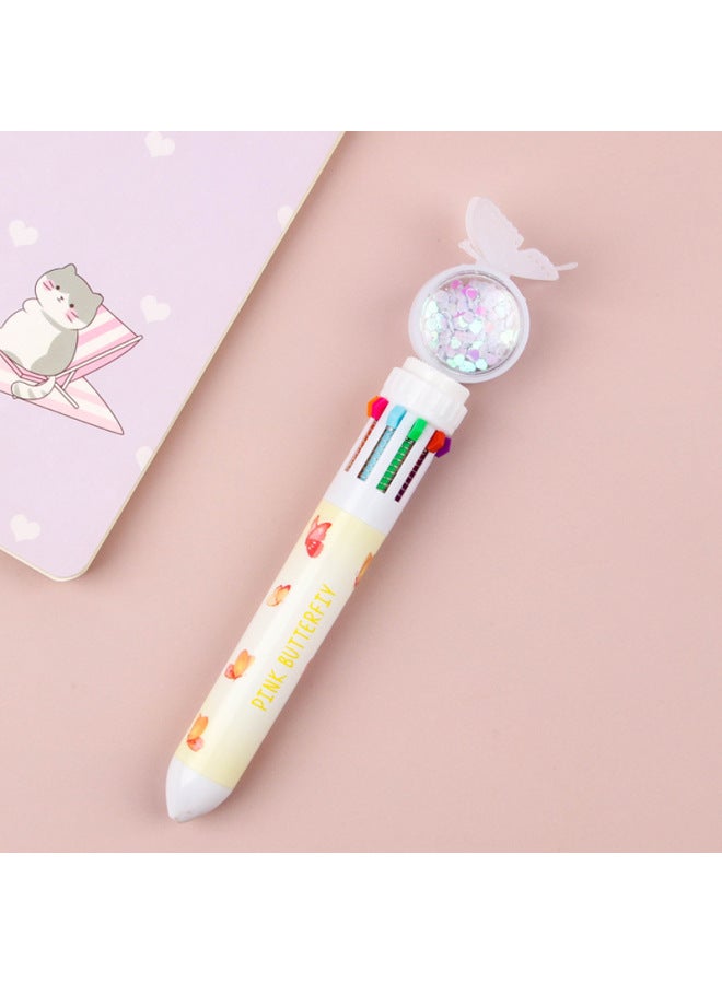 HELPS Carto Rabbit 10 Color Ballpoint Pen Creative Cute Press Hand Account Pen Student Multifunctional Examination Office Signature Pen - Image 1