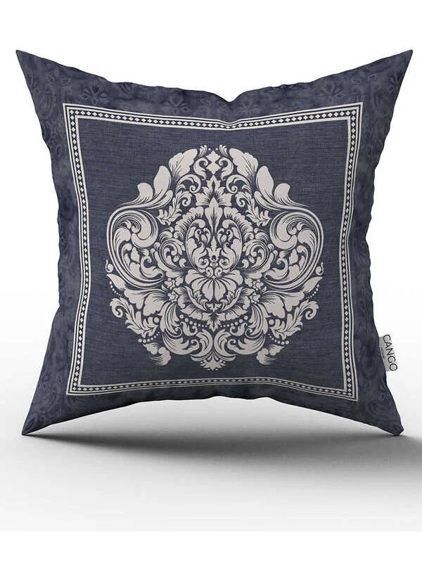 Cango Home Double Sided Blue and White Decorative Damask Patterned Digital Printed Throw Pillow Cover CGH1053